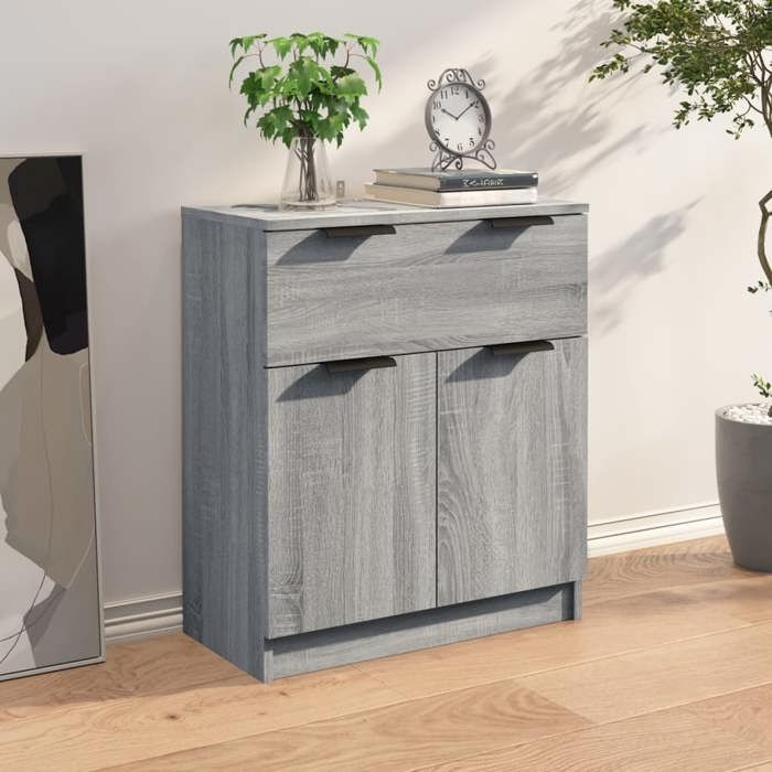 (SOLDE dété) Placard/Buffet bas - Décor salon - Sonoma gris 60 x 30 x 70 cm Bois dingénierie *aspect pratique3120333