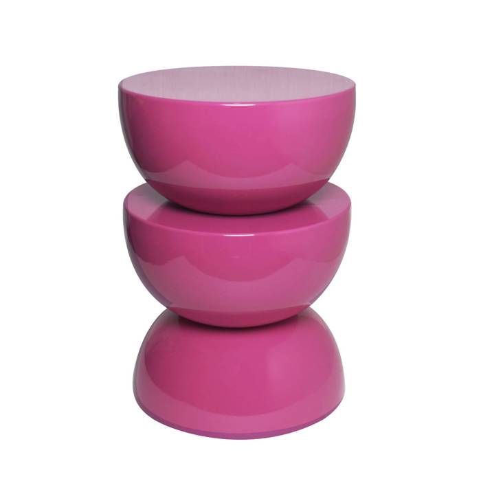 Table dappoint. bout de canapé. table de chevet en métal effet glossy rose Coumba. Ø32 x H 46.5cm