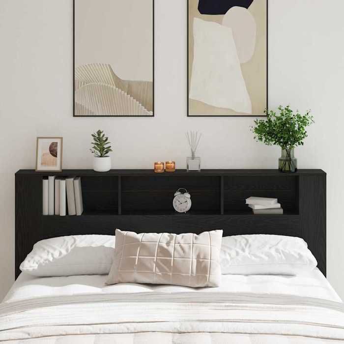 (ON SALE)Buffet de tête Panneau de tête pour lit - Chêne noir - 200x185x1045 cm EU510832