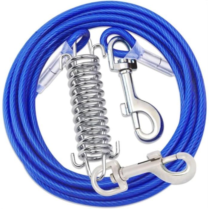Laisse Chien Acier 15 Pieds - Câble D'attache Réfléchissant Pour Dressage