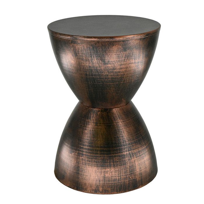 Table dAppoint en Métal couleur Bronze Effet Vieilli 45x32x32cm Bout de Canapé Tabouret Design Épuré Décoration dIntérieur