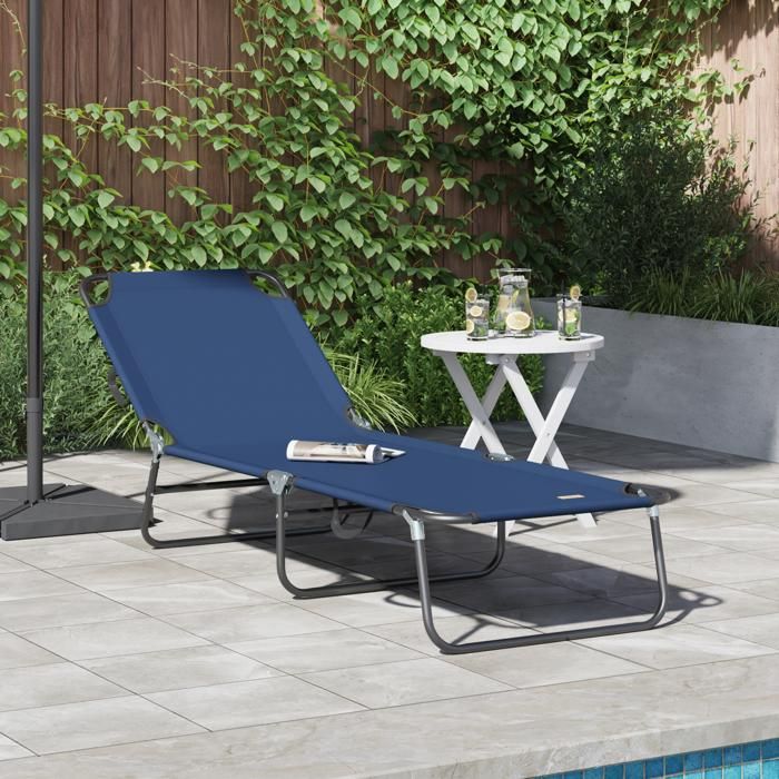 NEW 2025 Chaise longue dextérieur - GUANGKUO - Siège de jardin - Pliante Portable Bleue en Tissu Oxford 600D @@2817