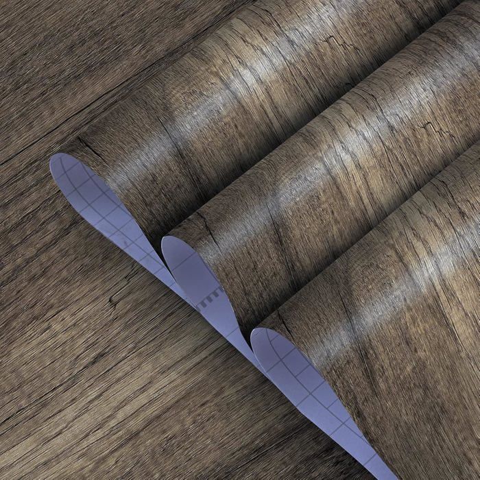 Papier Peint Grain de Bois Gris foncé Sticker Autocollant pour Meubles Vintage Mat épais imperméable 40CMx3M Sticker Mural Vinyle