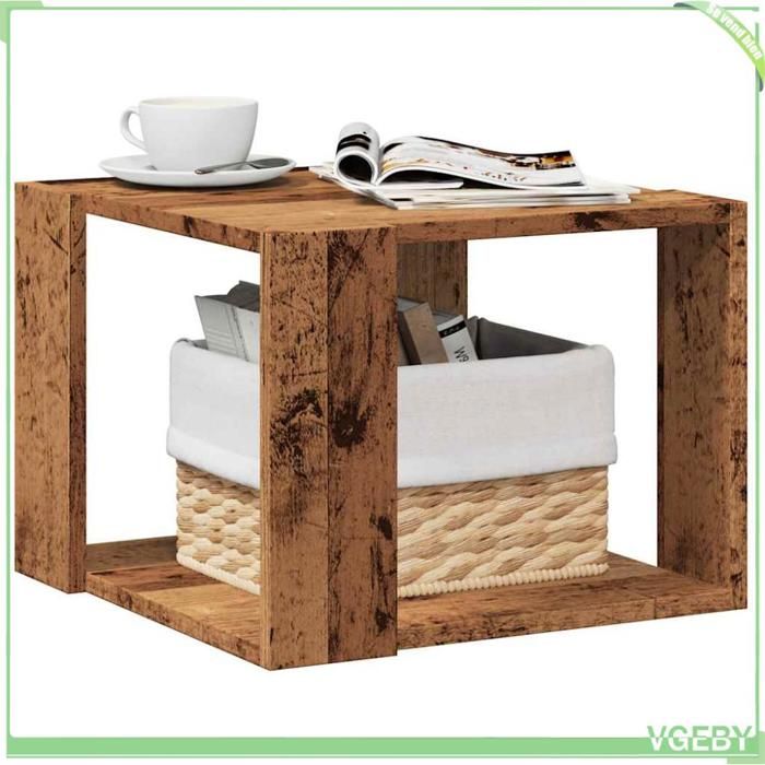 Table basse - ABI - Vieux bois - 40x40x30 cm - Bois dingénierie - 60 kg max