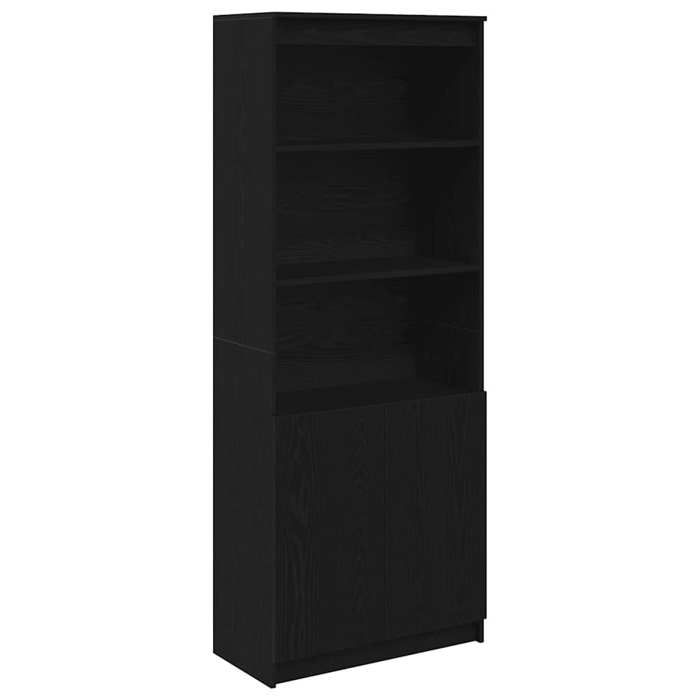 SALE 2026Buffet haut - Armoire haute vitrine - WINWIN - chêne noir 70x35x180cm - bois dingénierie 40.1 Kg 4847350