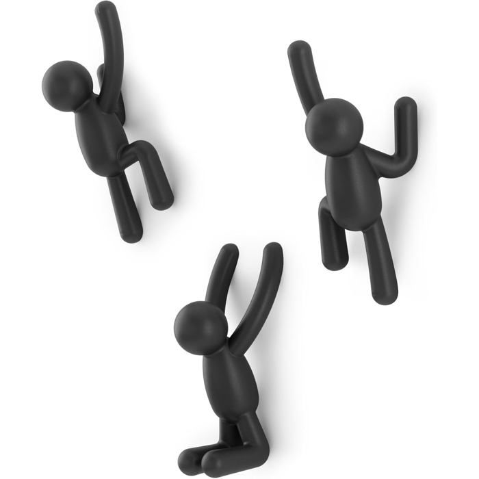 Crochets muraux décoratifs-KAL-Crochets muraux décoratifs porte-manteau mural lot de 3 noir