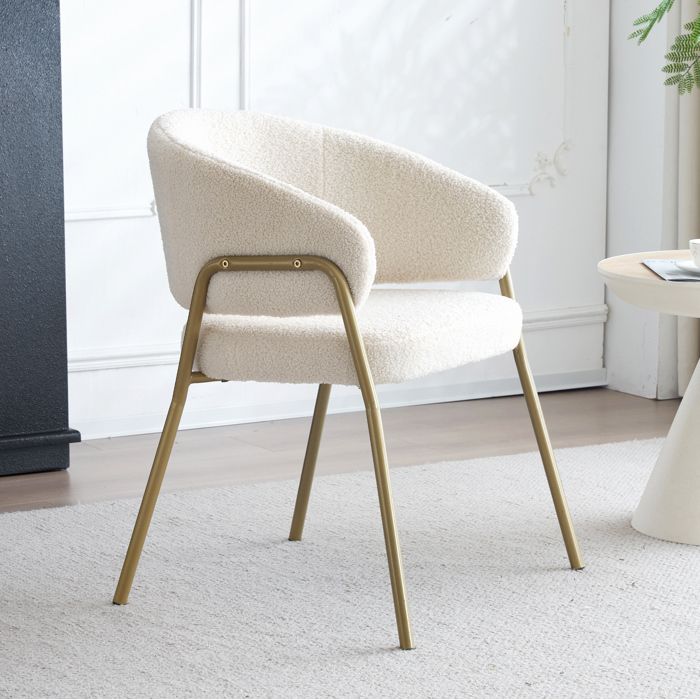 HOMVRA Chaise de salle à manger avec pieds dorés avec dossier à motif ajouré polaire blanc
