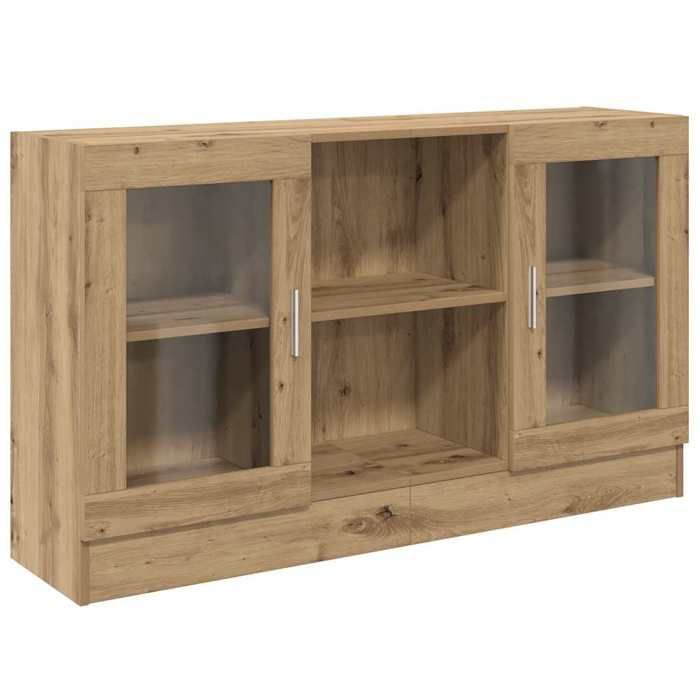 ABOTT@Buffet de Cuisine KENNETH - ENFILADE - Armoire Bas vitrine chêne artisanal 120x30 5x70cm - Bois dingénierie - 549231