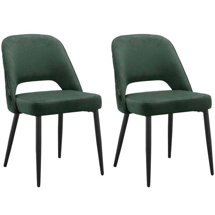 Kyoto-lot De 2 Chaises De Salle à Manger En Velours Vert Foncé