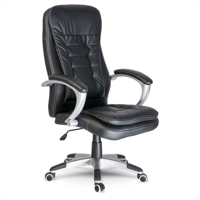 Fauteuil de bureau en cuir écologique - Sofotel - Toronto - Noir - Ergonomique - Appui-tête profilé - Coussin double