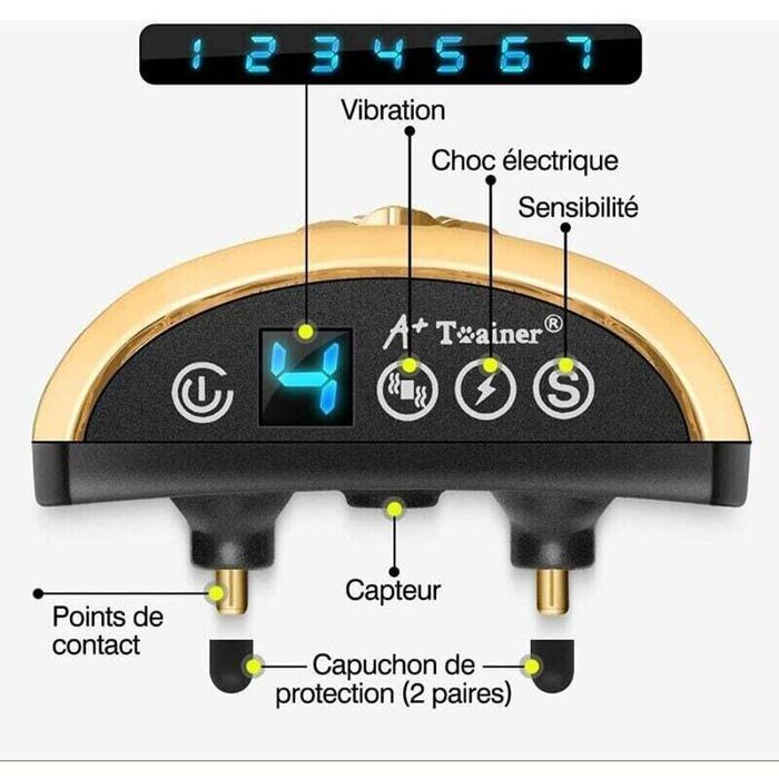 Collier Anti Aboiement Chien Électrique Automatique Rechargeable Avec 7 Niveaux Ajustables 3 Modes Sensibilité/Vibration/Choc 19