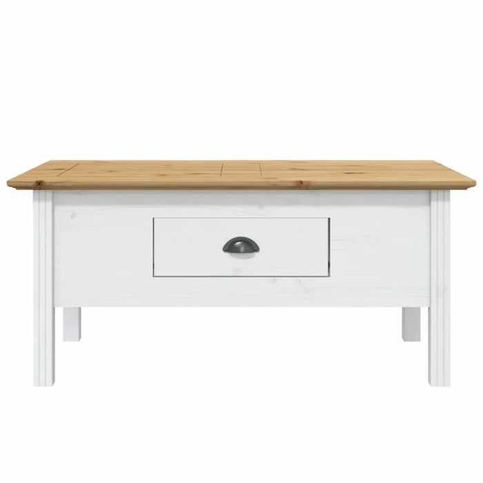 （Blanc）1X Table basse table de salon table dappoint BODO blanc et marron 100x55x46cm Bois de pin massif sfj43214635