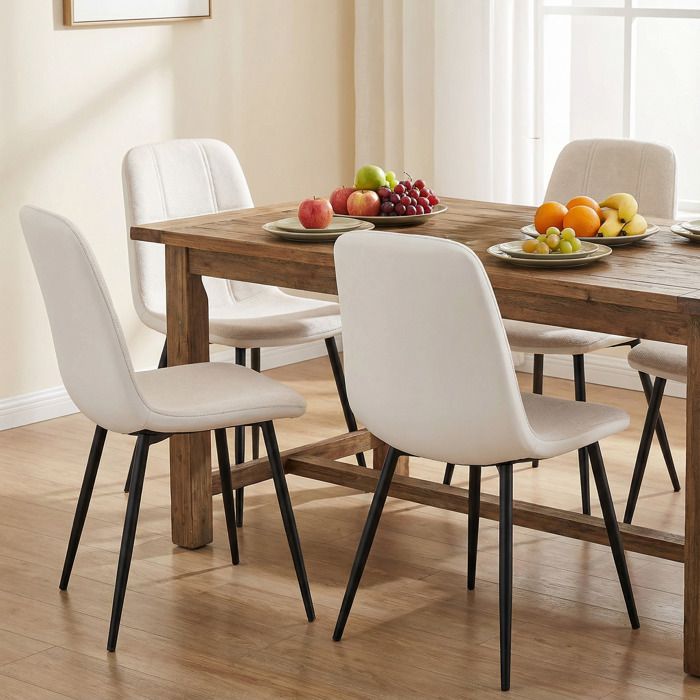 Lot de 4 Chaises de Salle à Manger Chaises de Cuisine avec Pieds Réglables Faciles à Nettoyer Blanches Lot de 4 Chaises de Salle à Manger Chaises de Cuisine avec Pieds Réglables Faciles à Nettoyer Blanches