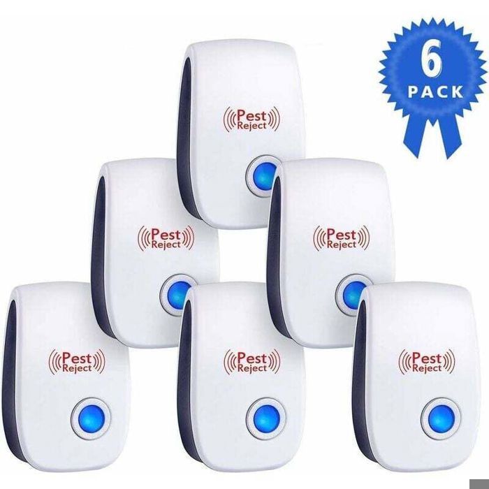 Répulsif ultrasonique nuisibles - Pack de 6 appareils - Double fréquence ultrasonique - Protection écologique
