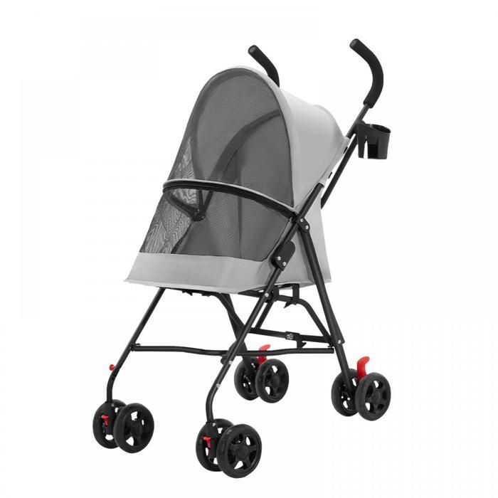 KEDIA Poussette pour chien animaux de compagnie pliable  poussette pour chien 4 roues structure parapluie (97x45x55)cm gris