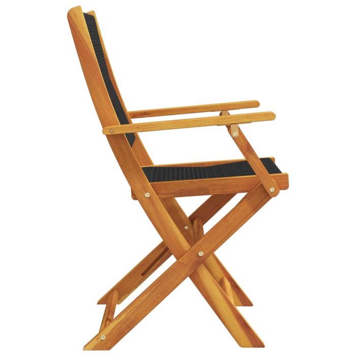 Chaises de jardin pliantes - (lot de 4) - Meuble de Siège - noir bois dacacia massif CC1305