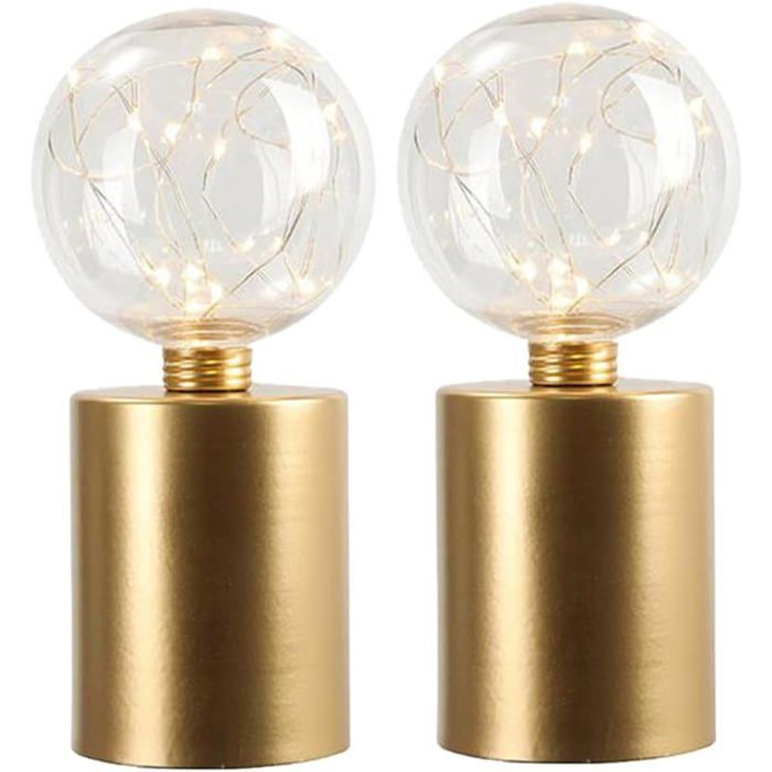 Lampe de chevet décorative alimentée par piles lot de 2 lanterne de table de nuit avec lumière sphérique-18 cm