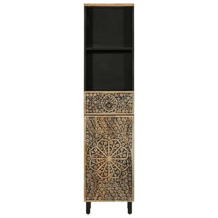Armoire de salle de bain - COCO - Colonne de bain - COCO - bois de mangue massif - pieds stables - porte réversible - 38x33x160