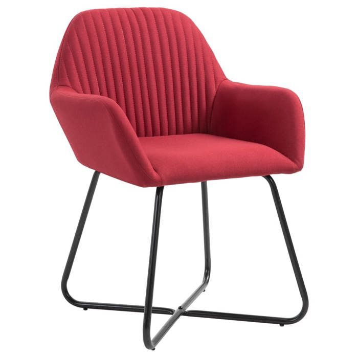 Lot de 4 Chaises de salle à manger - Sièges à Dîner - Maximum 110 kg - Tissu - Rouge bordeaux - accoudoirs - 61x61x84 cm &32tmi83q