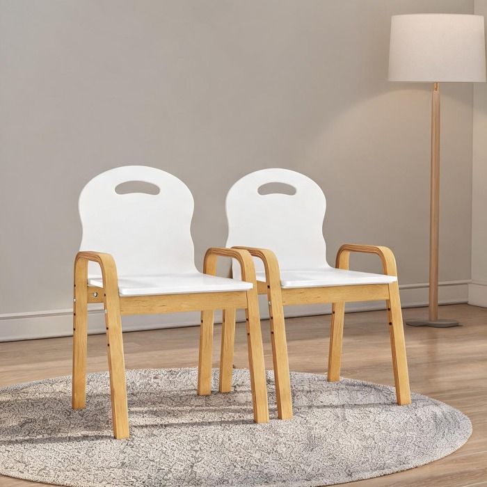 Lot de 2 chaises enfants réglables en hauteur bois massif de bouleau design scandinave moderne 39x34 cm 4 positions