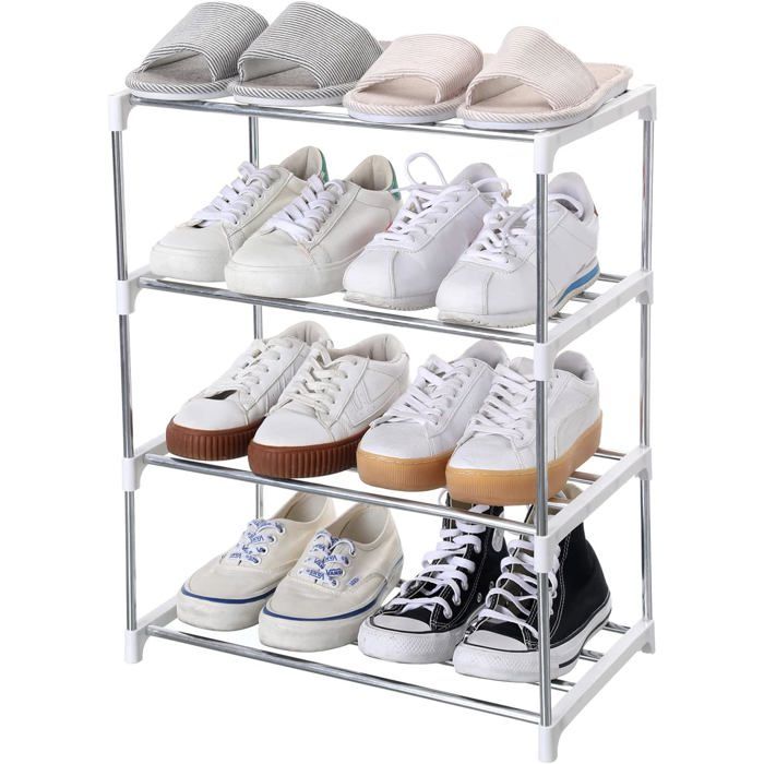 Étagère À Chaussures Empilable Pour Entrée Couloir Et Placard Pour Économiser De LEspace De Rangement Et L’Organisation (4 Niv