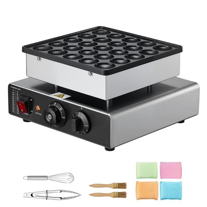 Uimoso Mini Crêpière Électrique 25 Mini-Crêpes - Pancakes Poffertjes Dorayaki - Pro Antiadhésif Temp. Réglable