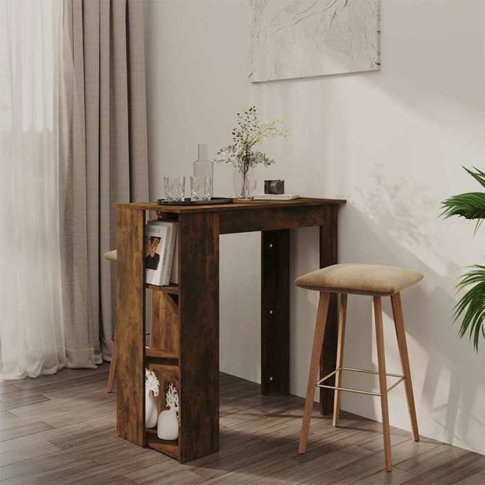 vidaXL Table de bar avec 3 étagères chêne en bois dingénierie