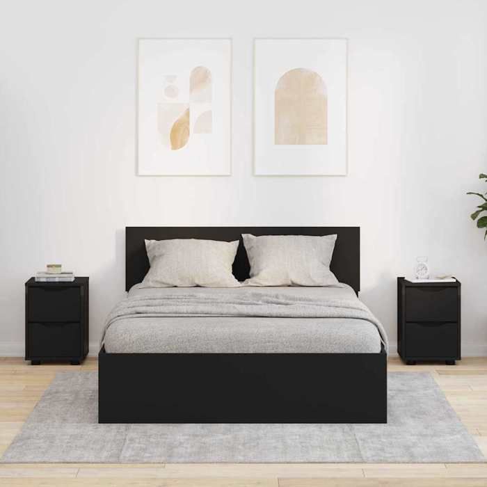 Moderne Armoires de chevet - (Set de 2) - Cabinets de lit - Noir 305x30x43 cm Bois dingénierie&01_3249