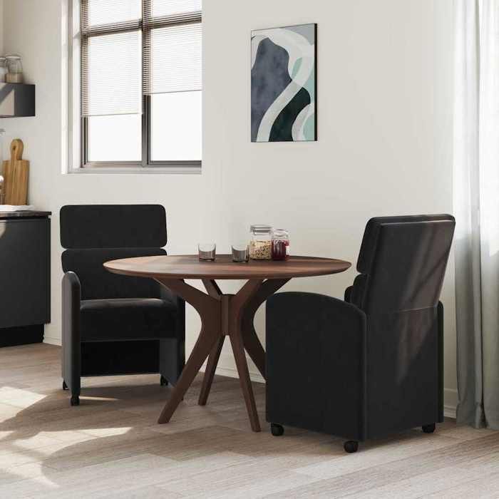 vidaXL Chaise/Fauteuils de Salle à Manger avec Roues 2 pc Velours Noir - élégance et confort（10126)