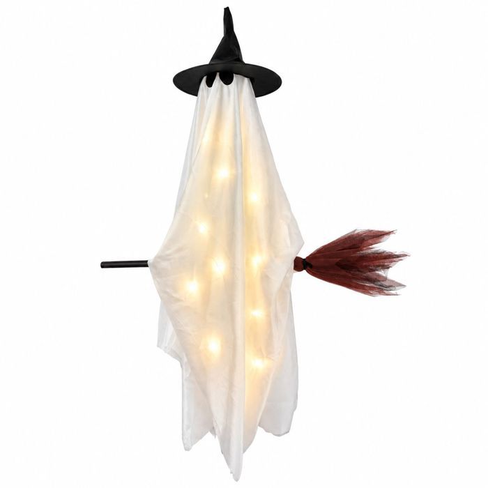 Decoration halloween Fantôme Lumineux - 1pcs - Chapeau Sorcière Balai Volant - LED Télécommandée - pour Fête Halloween - 110cm