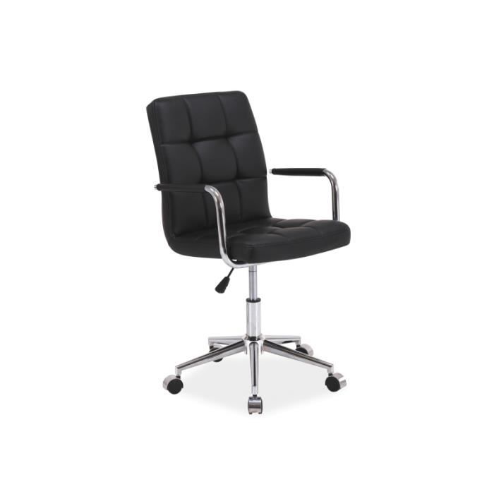 chaise de bureau à roulettes - ac-déco - q022 - cuir pu - réglable en hauteur - noir