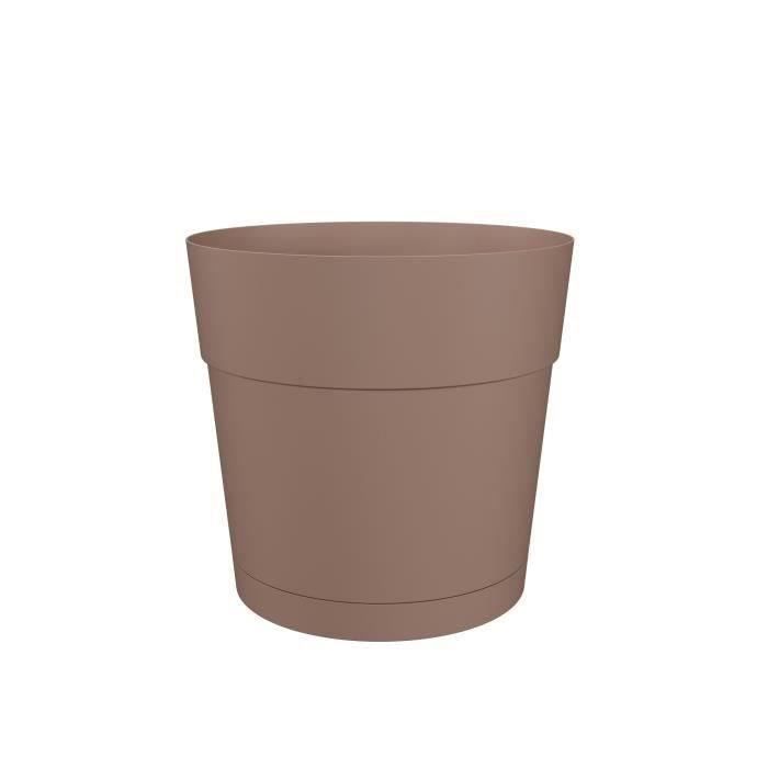 Pot à fleurs et plantes rond CAPRI LARGE - Plastique - Réservoir d'eau - diamètre 35 cm - Taupe - ARTEVASI