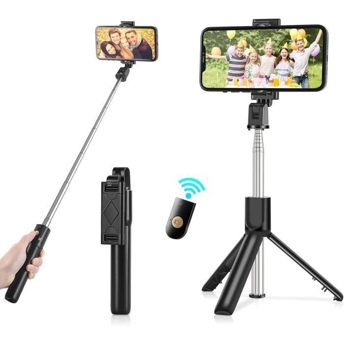 Perche pour selfie avec télécommande bluetooth trépied pour smartphone verticale 