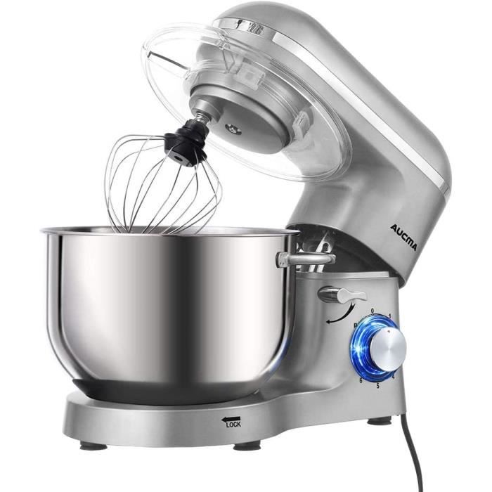 Robot Pâtissier 1500W Petit Électroménager 6,2 L,Avec Crochet Pétrisseur,Batteur,Fouet À Fil