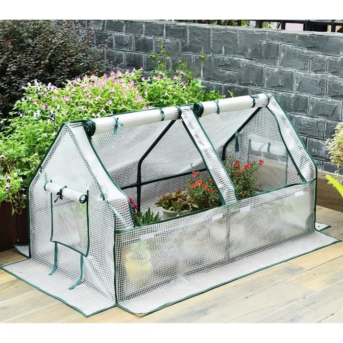 Couleur : Blanc, Taille : 90x90x90cm HAIPENG-serre De Jardin Tunnel Tente Abri Mini Plante Croître Maison PE Couverture Portable avec La Fenêtre Évent Cadres Froids 