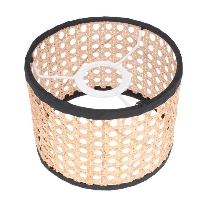 Abat-Jour En Rotin Tissé - Style Vintage - Pour Luminaire Suspendu Ou Plafonnier - Diamètre 16cm - Anneau E27