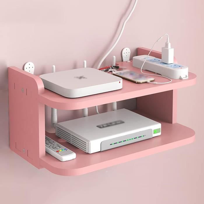 Boîte De Rangement Murale Pour Routeur Et Décodeur - Blanc - Bois-plastique - Dissipation Thermique - 48x12x28 Cm