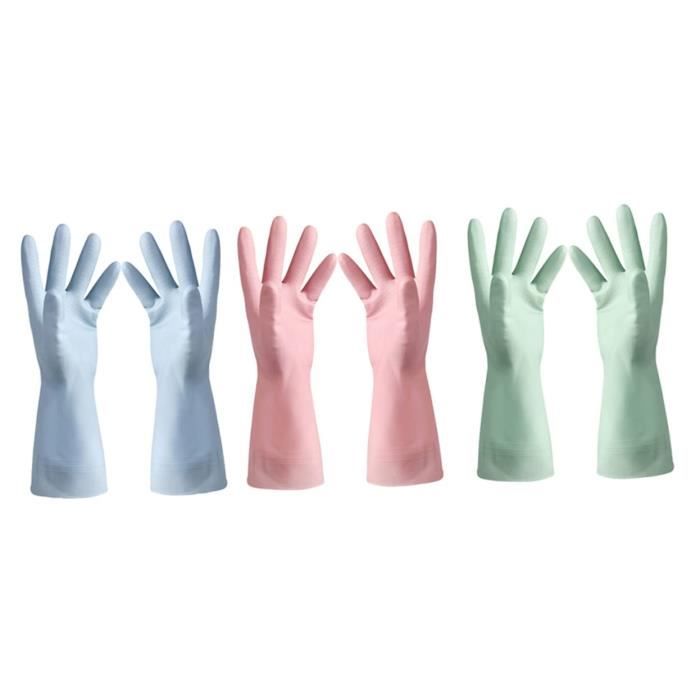 3 Paires De Gants De Protection Gants De Nettoyage Ménagers Gants En Plastique Évier Lave