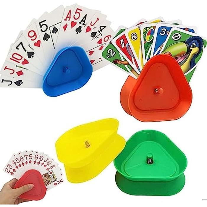 Lot De 4 Porte-Cartes Triangulaires Pour Enfants – Multicolore, Facile à Tenir, Libère Les Mains Pour Jouer Aux Cartes !