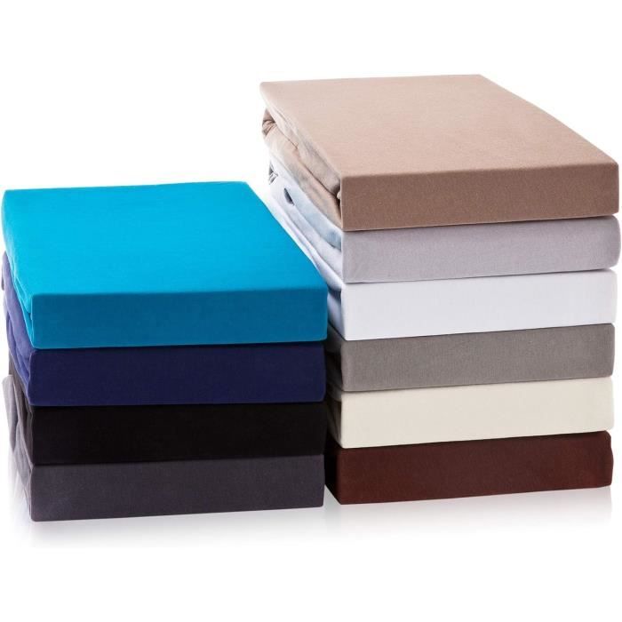 Drap Housse Microfibre épais - Hauteur 25cm Pour Matelas épais - Élastique Tout Autour - Taille 150x200cm, Noir - Doux Et Confortable