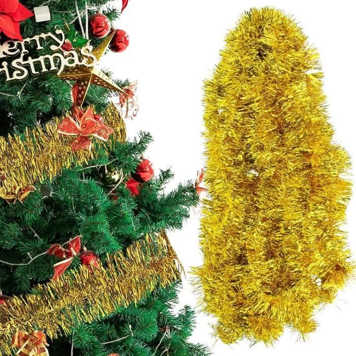 Guirlande Tinsel Argent Noël 4x3m - Déco Sapin Brillante - Lametta Épais 9cm - Fête & Décoration