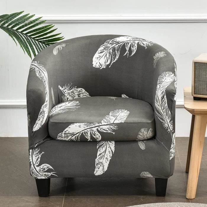 Housse De Fauteuil Extensible YeGang - Protection Anti-Poussière, Lavable Et Élastique Pour Fauteuil Club (Noir Gris)