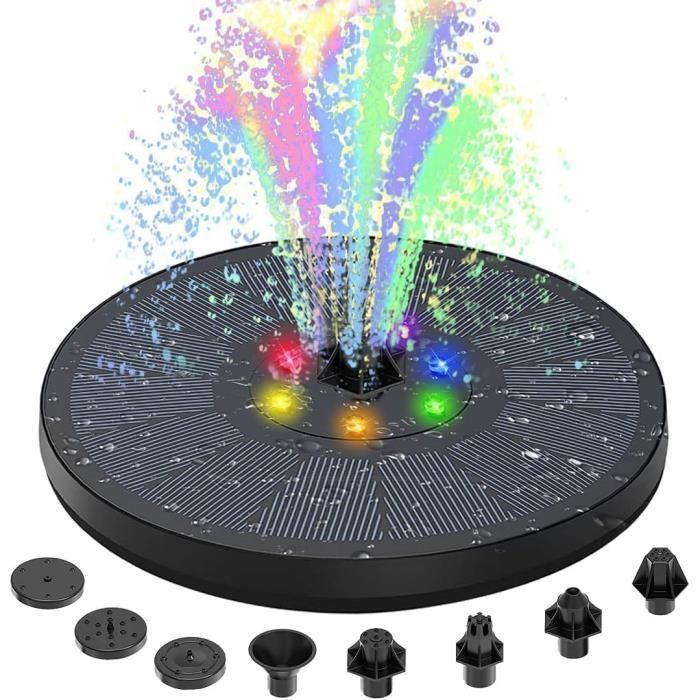 Ahlsen 3.5W Fontaine Solaire 7 LEDs Colorée, Solaire Flottant Extérieur Fontaine Pompe Bassin