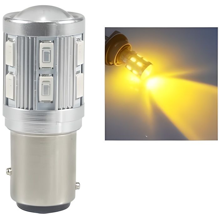 Ampoule LED BA15S P21 W 12 Smd CREE Orange Clignotants pour Voiture