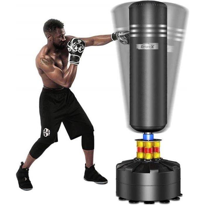 Sac De Frappe Sur Pied Boxe Adulte Debout Libre Robuste Sac De Punching Kick Appareil D Entrainement 1 75m Noir Prix Pas Cher Cdiscount