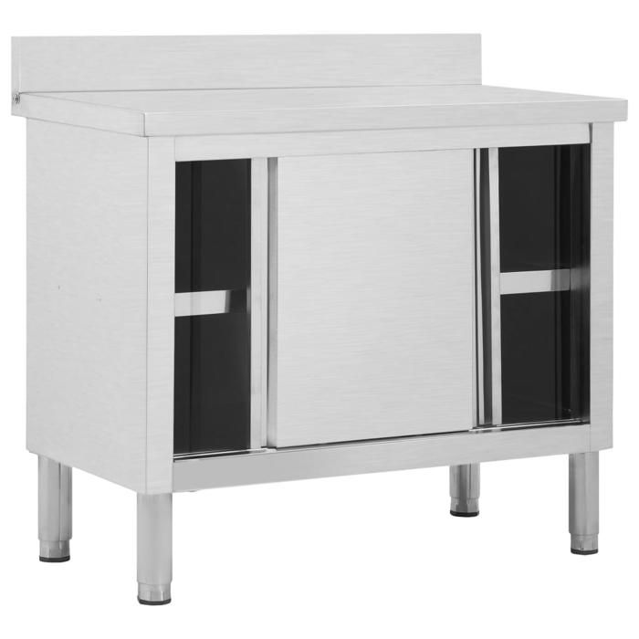 Table de travail avec portes coulissantes armoire de stockage de cuisine armoire de rangement restaurant hôtel cantine 100 cm acie