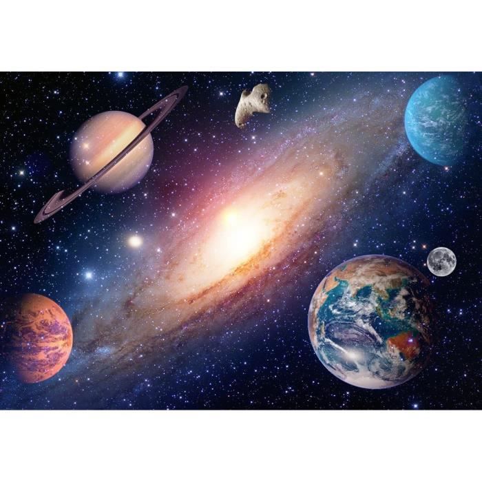 Papier Peint Panoramique 3D Univers Ciel Étoilé Galaxie Planète Papiers Peints Intissé Poster