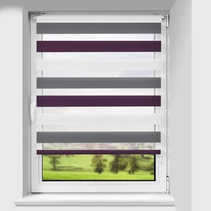 Store Jour/nuit Sans Perçage - Double Tissu Pour Intimité Et Sécurité Enfant - Blanc 100x230 Cm
