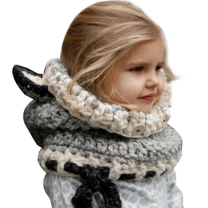 Bonnet écharpe hiver enfant fille bébé cagoule chapeau enfant garçon  tricoté laine avec renard oreille chic chapeau hiver Gris épais - Cdiscount  Prêt-à-Porter
