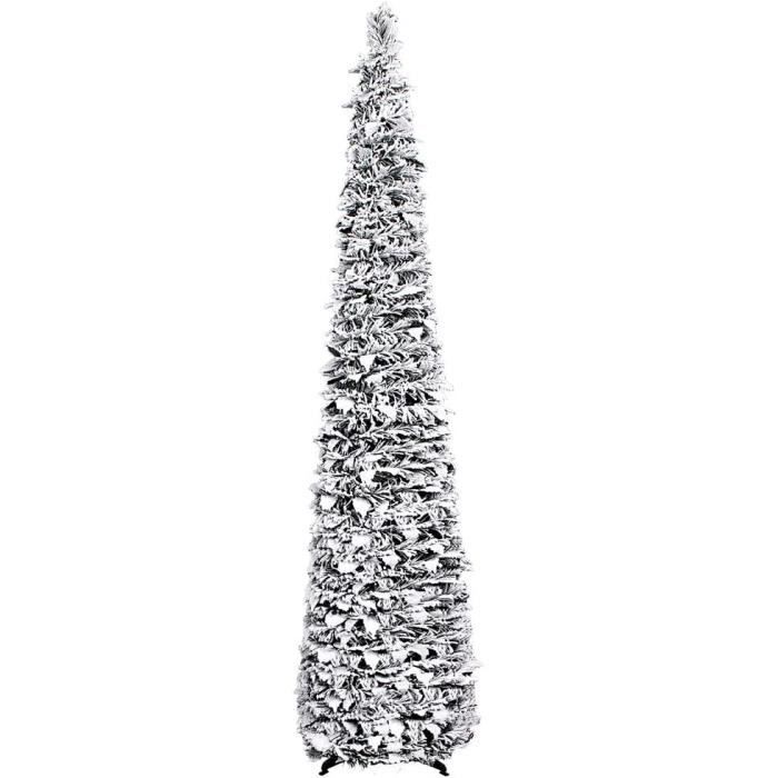 Sapin de Noël artificiel pliable de 1,5 m avec neige blanche floquée